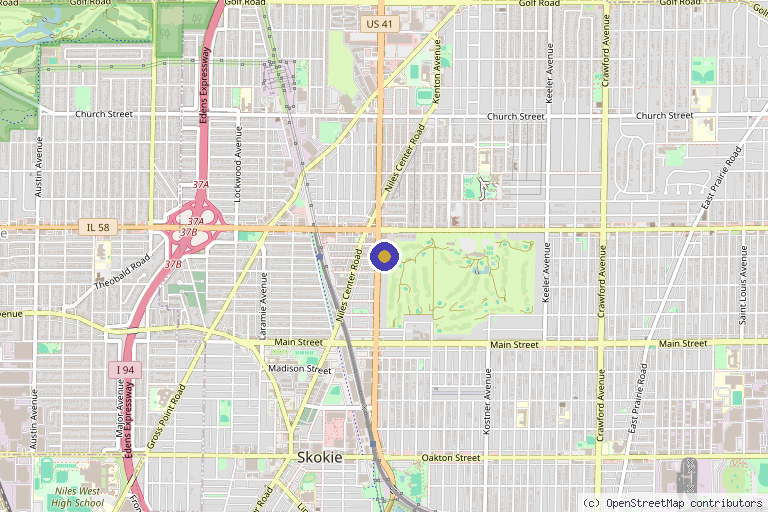 Map showing the location of StrIVeMD Wellness and Ketamine in Skokie, IL