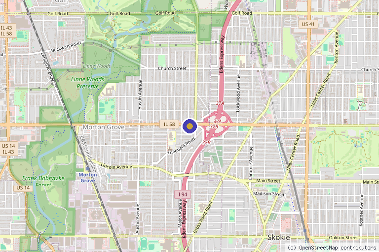 Map showing the location of Beauty For All Aesthetics in Morton Grove, IL