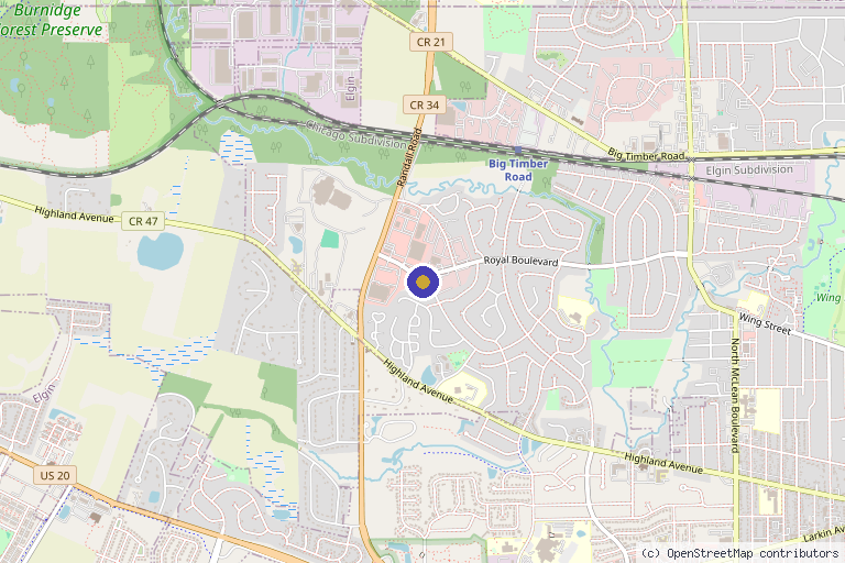 Map showing the location of OM Medispa in Elgin, IL