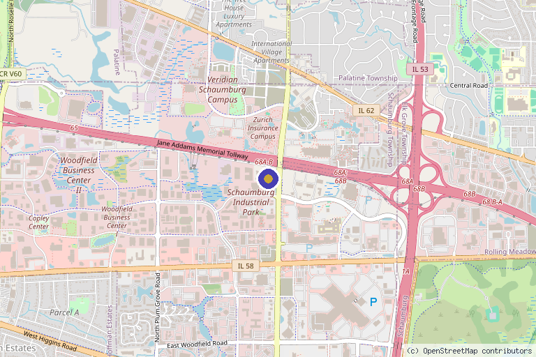 Map showing the location of Rejuvenesse Spa in Schaumburg, IL