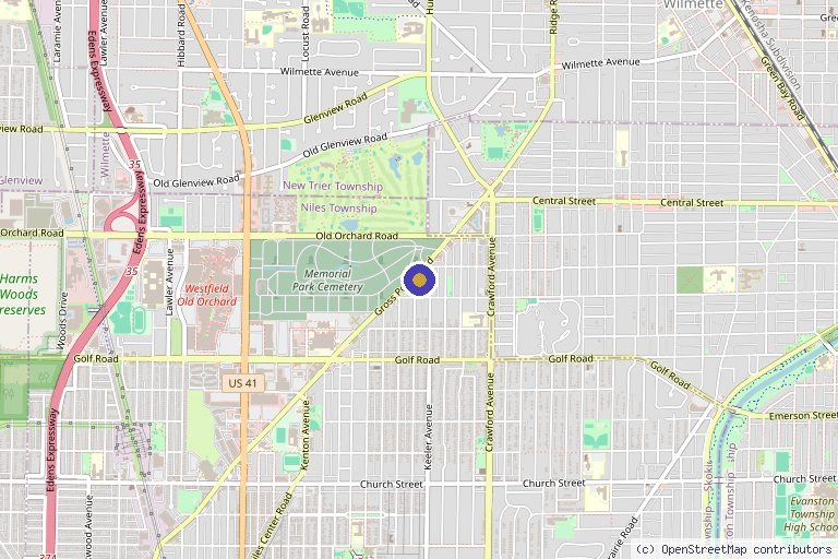 Map showing the location of New Horizons Center for Cosmetic Surgery in Skokie, IL