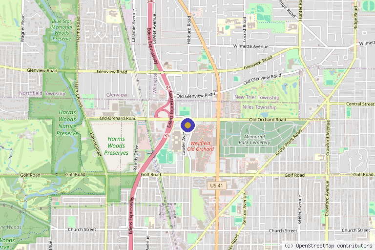 Map showing the location of Ancient Healing Oriental Medicine Clinic in Skokie, IL