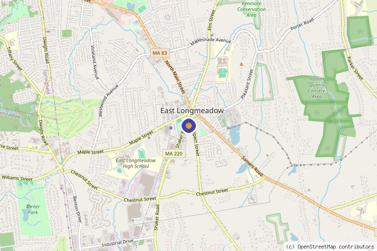 Map showing the location of Aquarius Performance & Wellness: IV Drips, Vitamin Shots, TRT, Hormone optimization, weight loss, peptides in East Longmeadow, MA