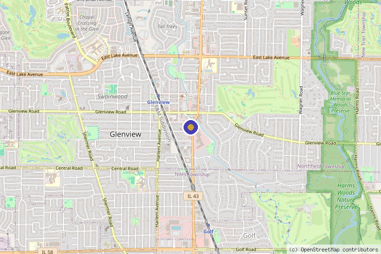 Map showing the location of Alchemy Aesthetics by Misha in Glenview, IL