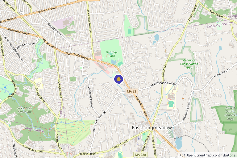 Map showing the location of Revive Health + Aesthetics in East Longmeadow, MA