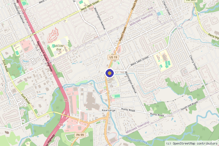 Map showing the location of Glow Laser & Beauty Center in Erie, PA
