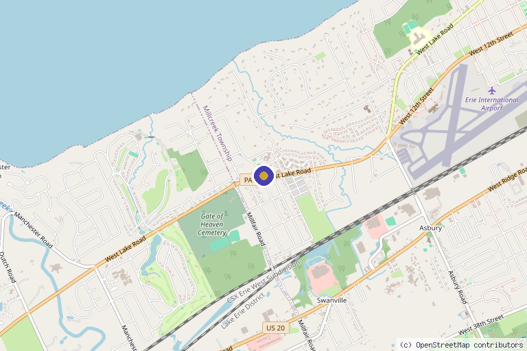 Map showing the location of Bare Beauty Aesthetics LLC in Erie, PA