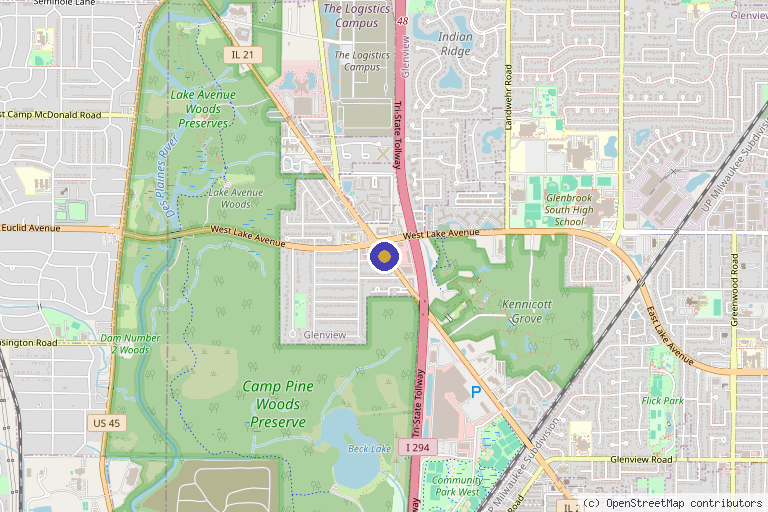 Map showing the location of Dr. Chadwick Prodromos M.D. in Elgin, IL