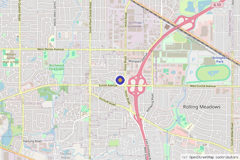 Map showing the location of Castle Regenerative Health Center in Rolling Meadows, IL