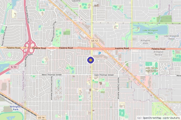 Map showing the location of AH Laser Aesthetics in Arlington Heights, IL