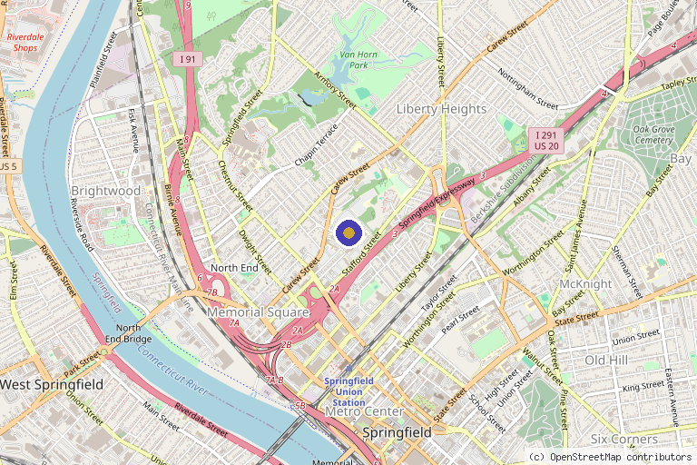 Map showing the location of Beauty In A Drip Studio in Springfield, MA