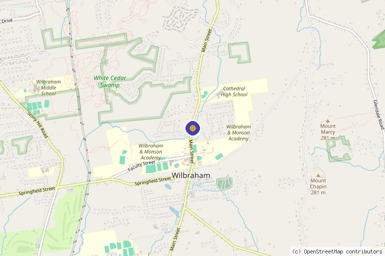 Map showing the location of CALI MedSpa in Wilbraham, MA