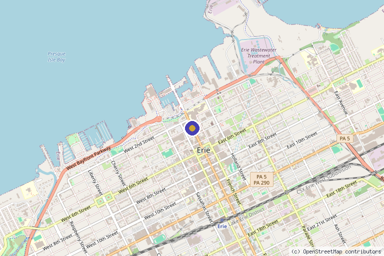 Map showing the location of Great Lakes Pain Medicine in Erie, PA