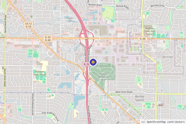 Map showing the location of Illinois Back Institute in Arlington Heights, IL
