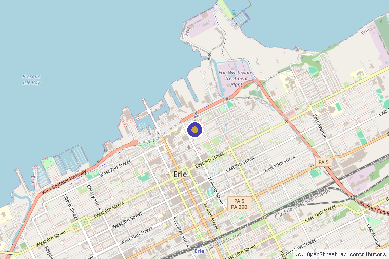 Map showing the location of Nanotechnology Stem Cell Patches in Erie, PA