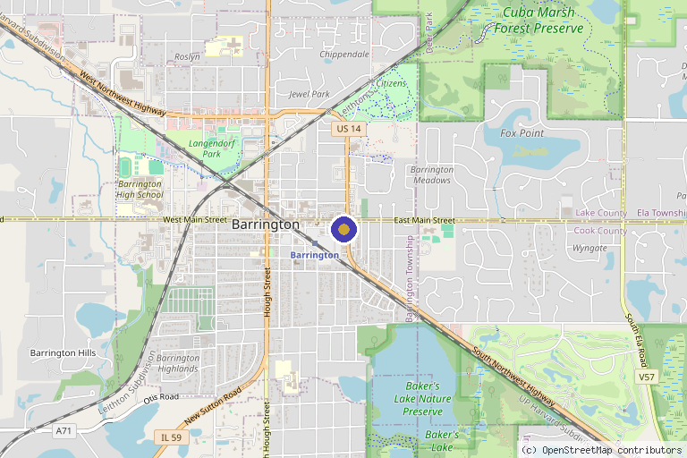 Map showing the location of OMNIRA | Aesthetics & Wellness in Barrington, IL