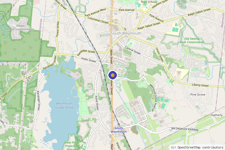 Map showing the location of LL Aesthetics in Weymouth, MA
