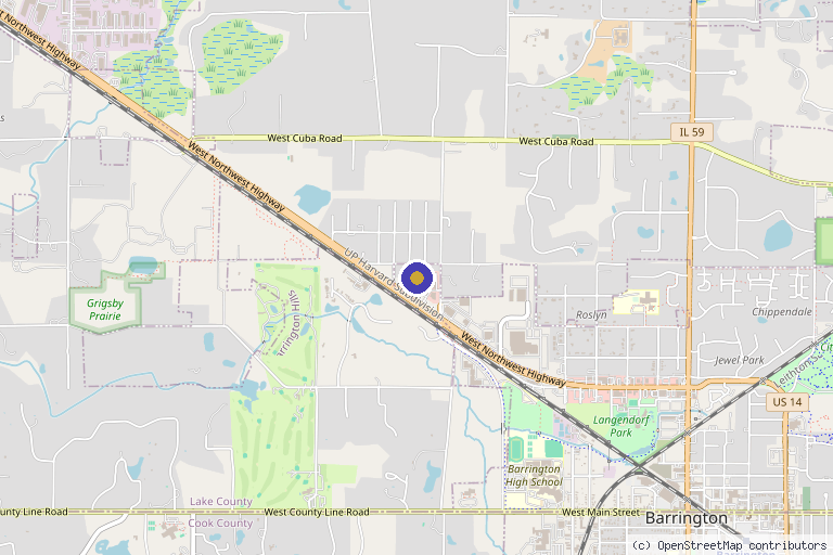 Map showing the location of David Lee Garrison Stemcellsforathletes.com in Barrington, IL