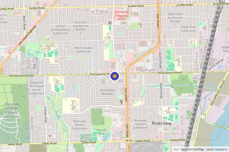 Map showing the location of Veda Skin and Laser in Riverview, MI