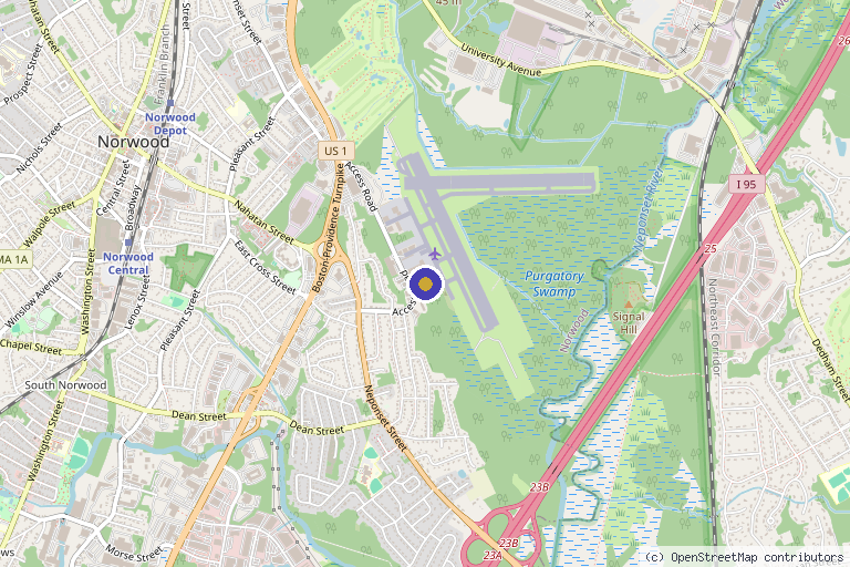 Map showing the location of Dynamic Evolutions in Health & Beauty in Norwood, MA