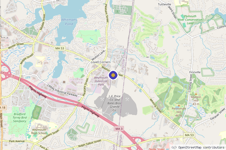 Map showing the location of Within Medical Aesthetics & Wellness in Weymouth, MA