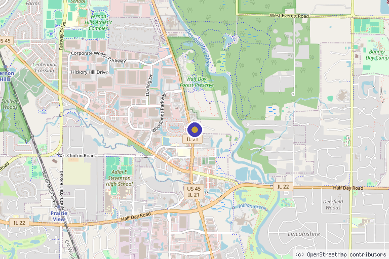 Map showing the location of Valure Laser and MedSpa in Vernon Hills, IL