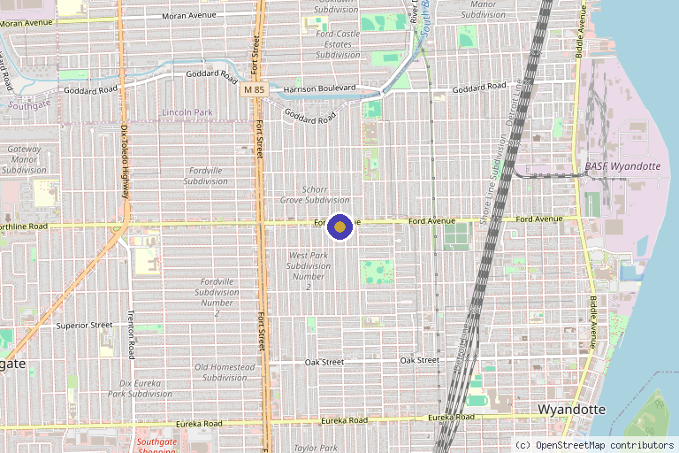 Map showing the location of GOTOX Aesthetics in Wyandotte, MI