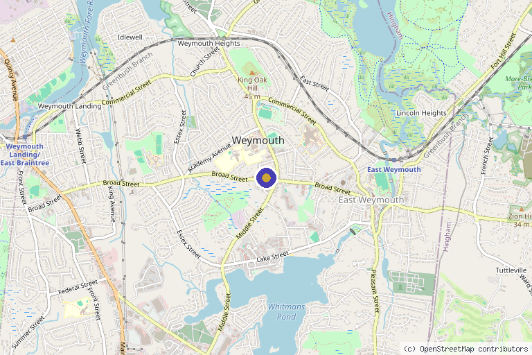 Map showing the location of Boston Hair Restoration ® in Weymouth, MA