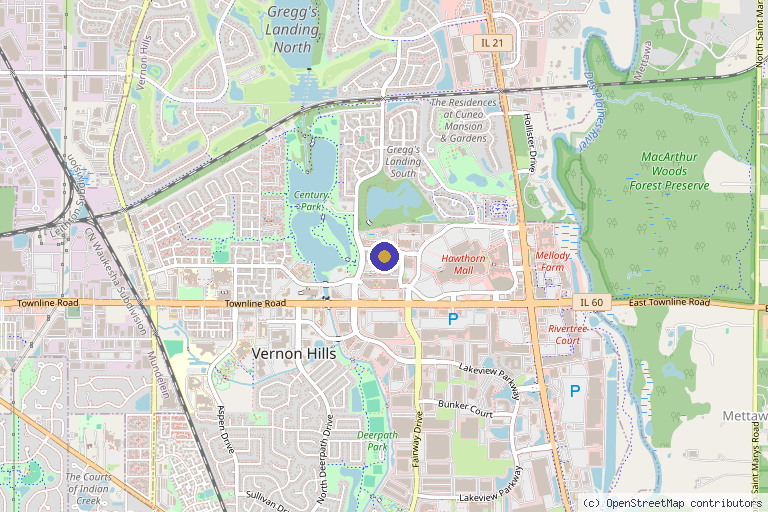 Map showing the location of Rejuvenate Wellness in Vernon Hills, IL