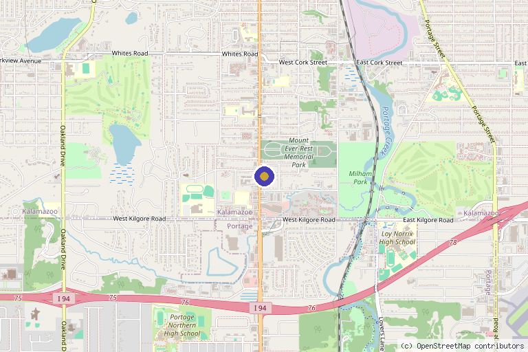 Map showing the location of Elina Organics Holistic Clinical Spa in Kalamazoo, MI