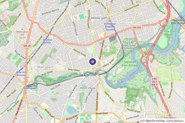 Map showing the location of Orthobiologics Associates in Boston, MA