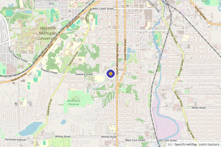 Map showing the location of Southwest Michigan Plastic Surgery + Med Spa in Kalamazoo, MI