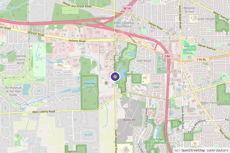 Map showing the location of Forever Labs in Ann Arbor, MI