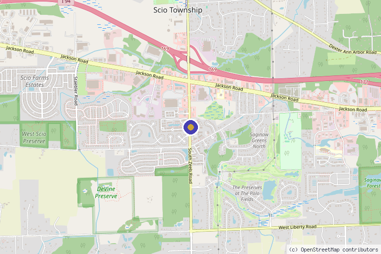 Map showing the location of Lazar Spinal Care PC in Ann Arbor, MI
