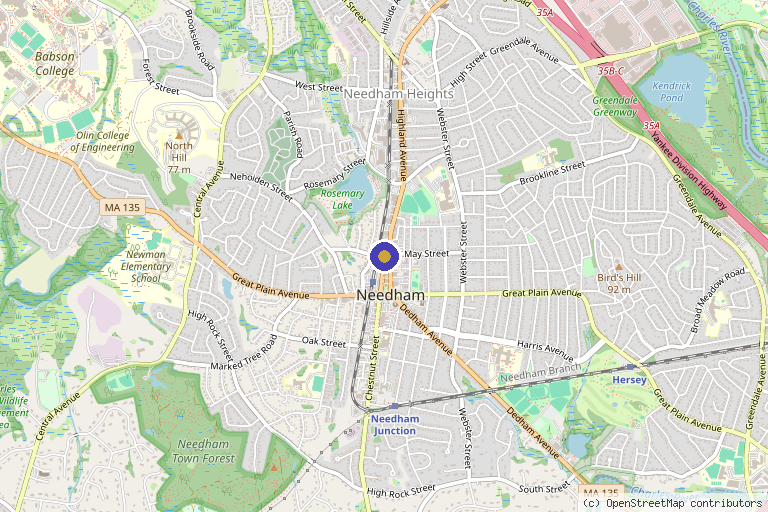 Map showing the location of Elite Medspa and Wellness Center in Needham, MA