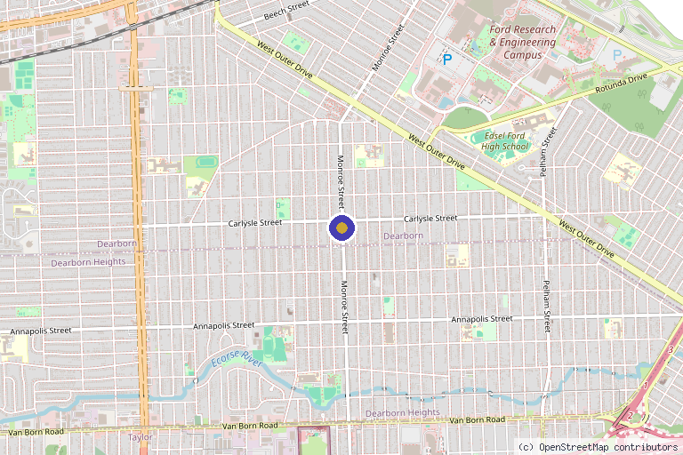 Map showing the location of Evolve Skin and Wellness in Dearborn, MI