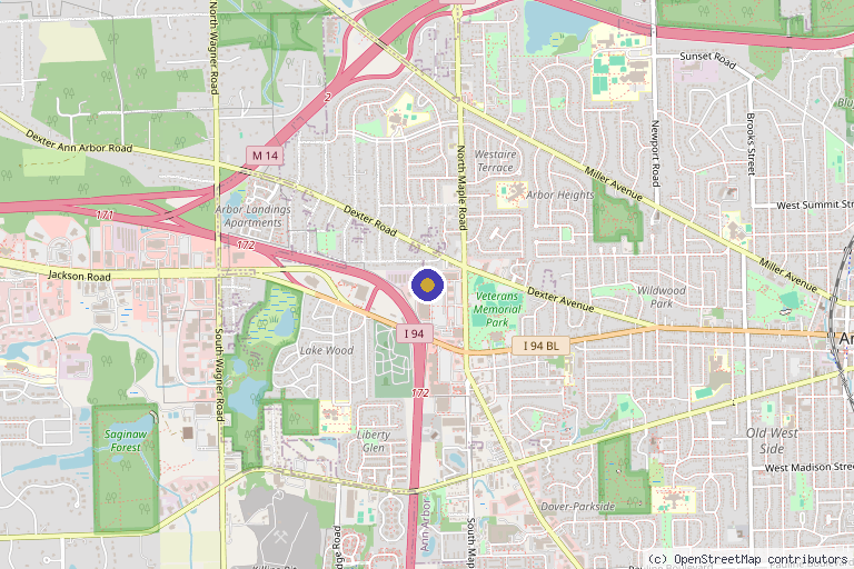 Map showing the location of Wave Aesthetics in Ann Arbor, MI