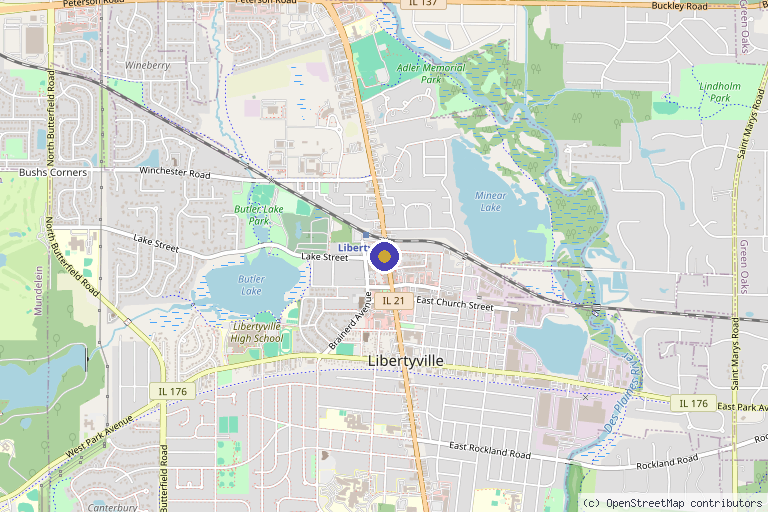 Map showing the location of Medspa on Main by Lake County Plastic Surgery in Libertyville, IL