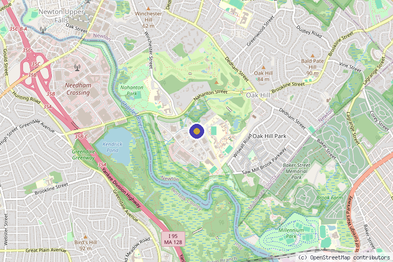 Map showing the location of Five Journeys in Newton, MA