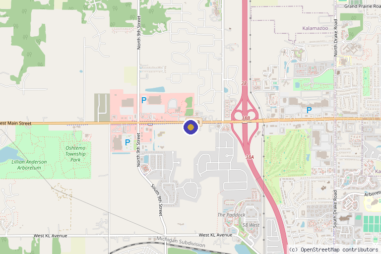 Map showing the location of Thrive Health & Wellness in Kalamazoo, MI