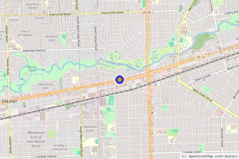 Map showing the location of Adorn Medical Spa in Dearborn, MI