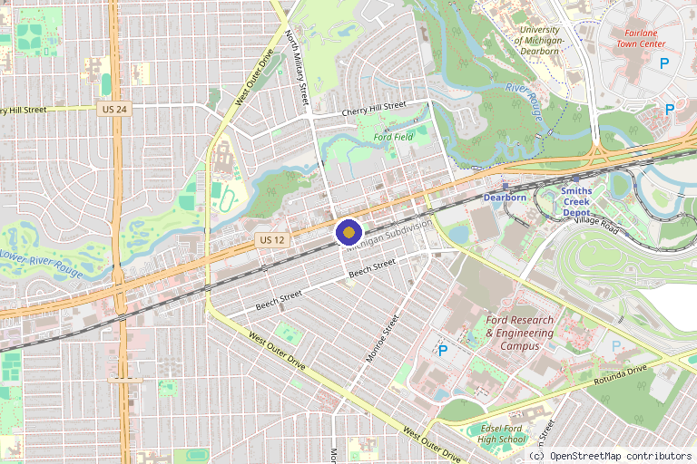 Map showing the location of SKIN MD Medspa in Dearborn, MI