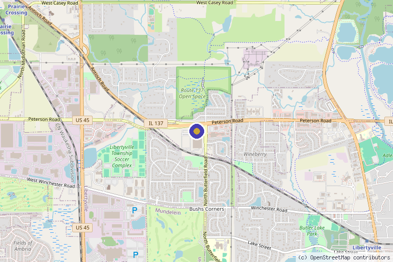 Map showing the location of Modern Pain Management in Libertyville, IL