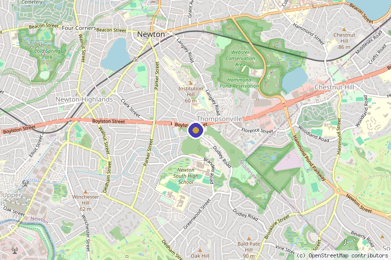 Map showing the location of Visage Sculpture in Newton, MA