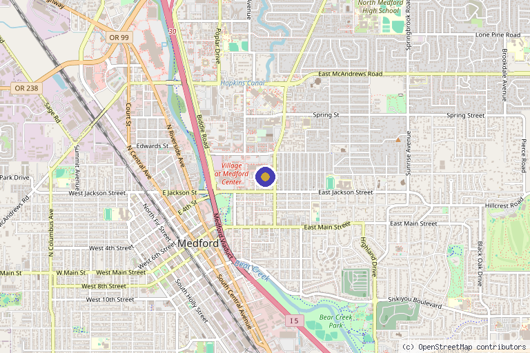 Map showing the location of Pain Specialists of Southern Oregon - Bennett Ave in Medford, OR