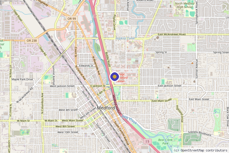 Map showing the location of Admire Aesthetics in Medford, OR