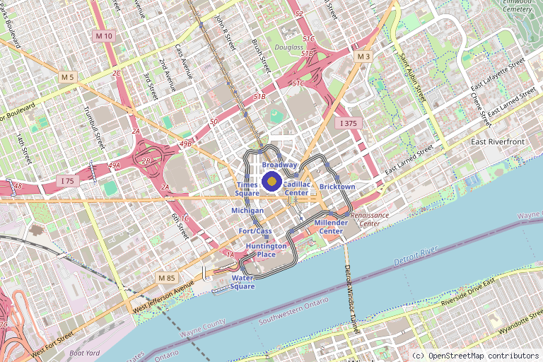 Map showing the location of BOYD in Detroit, MI