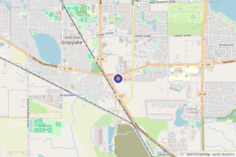 Map showing the location of D.O.S.E Medspa in Grayslake, IL