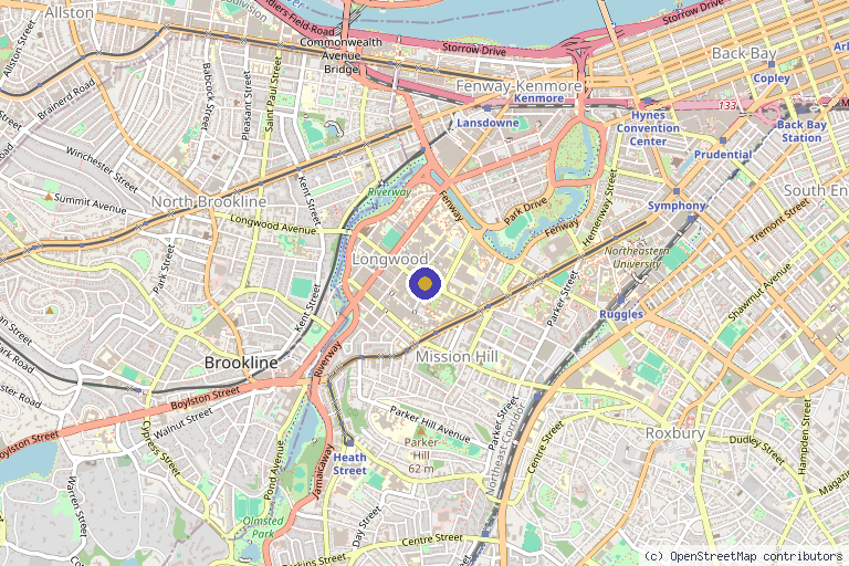 Map showing the location of Stem Cell Transplant Center in Boston, MA