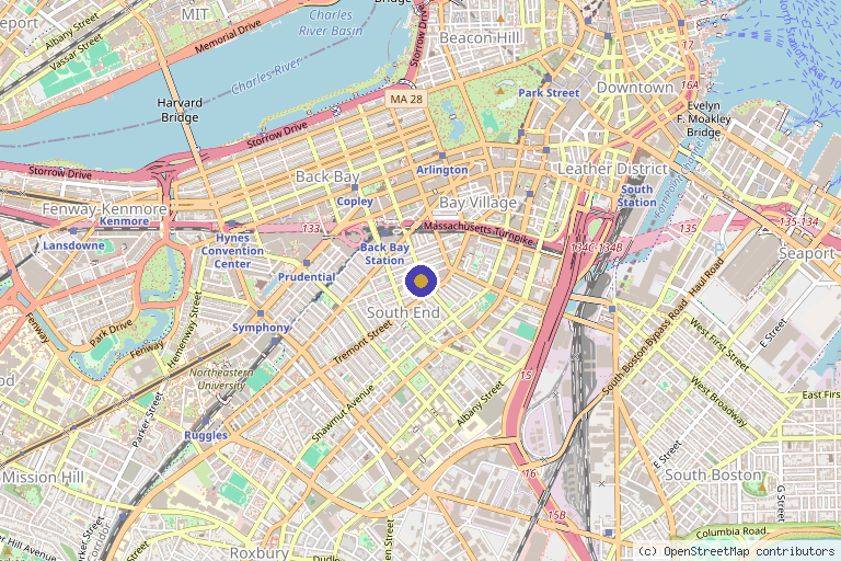 Map showing the location of Recharge on Clarendon Medspa in Boston, MA